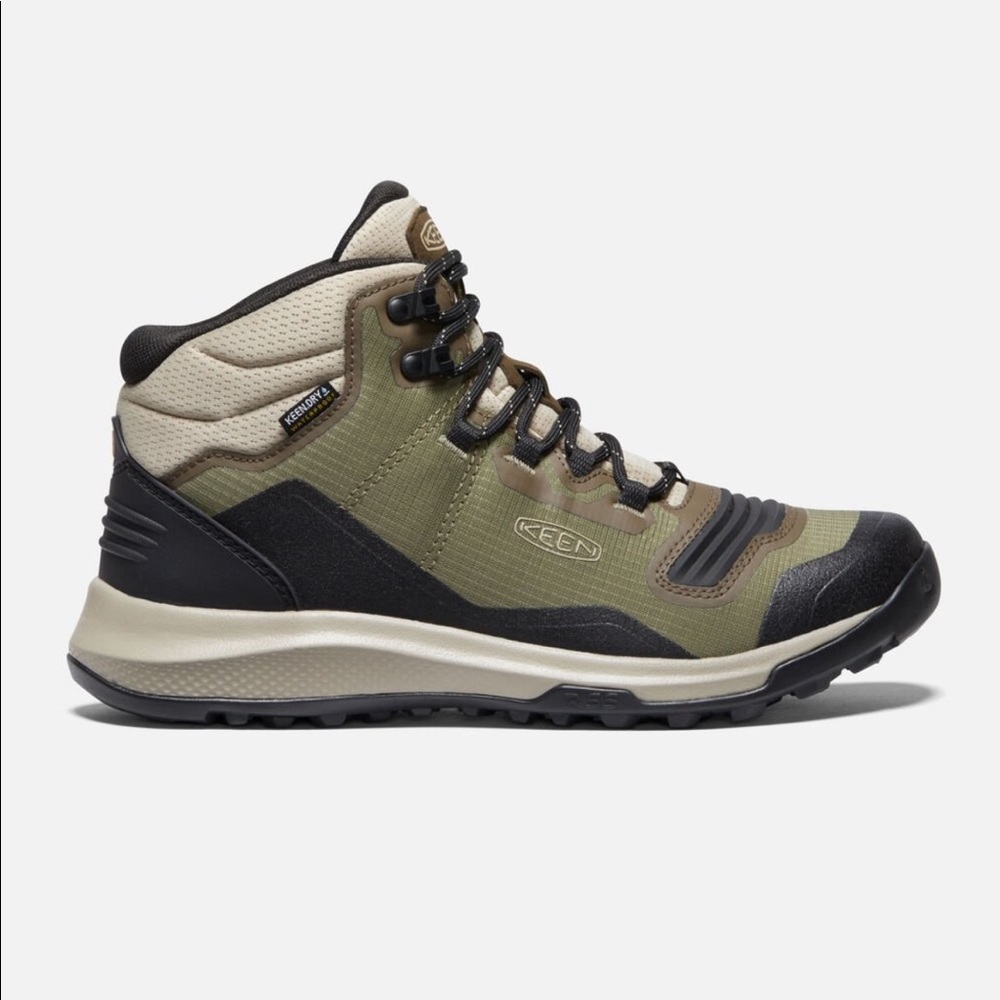 Green and black waterproof vegan hiking boots size 9